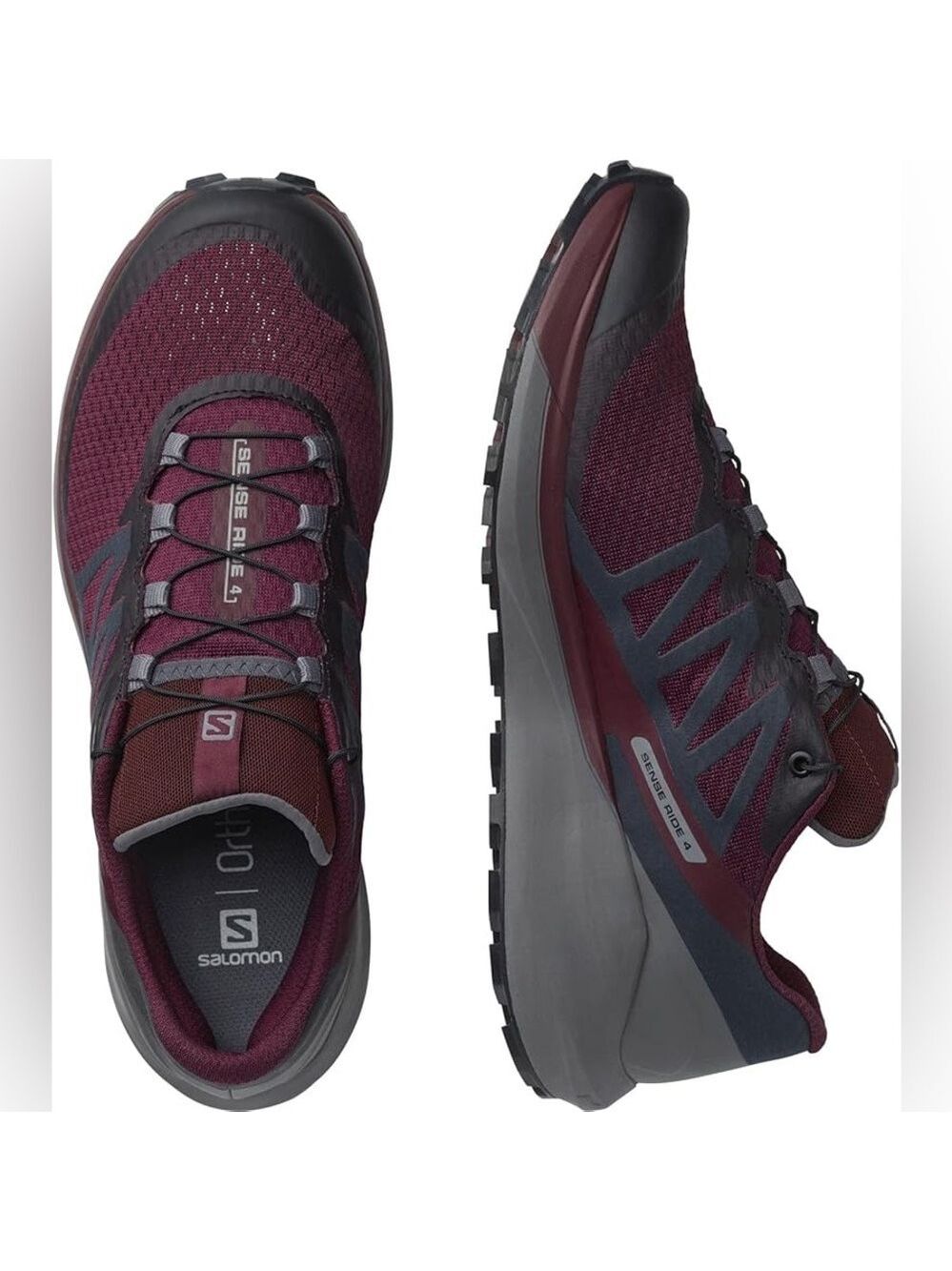 Salomon Sense Ride 4 Trail Running Shoe Sneaker Women Size 7 Wine - Picture 3 of 11